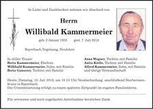 Traueranzeige Willibald Kammermeier