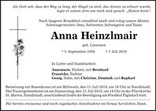 Traueranzeige Anna Heinzlmair