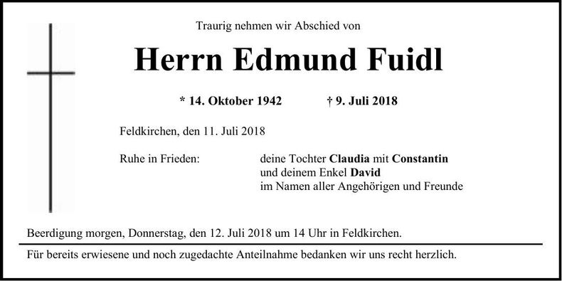 Traueranzeige Edmund Fuidl