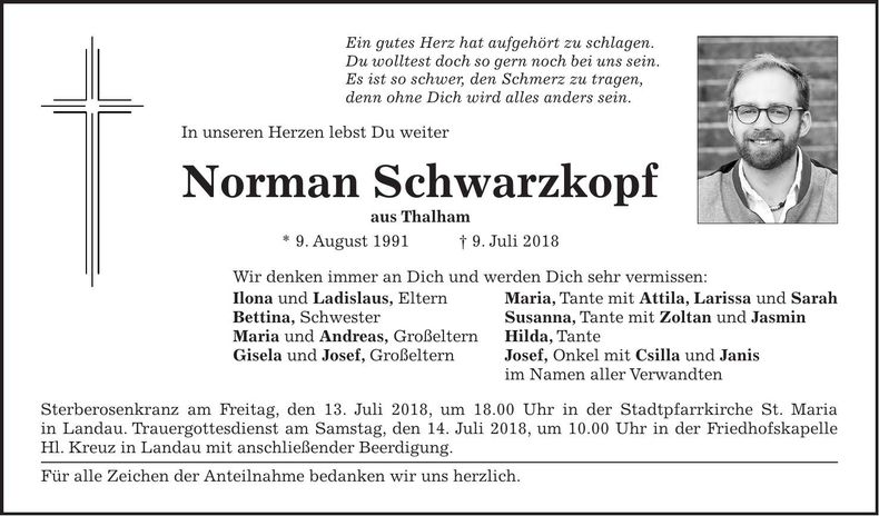Traueranzeige Norman Schwarzkopf