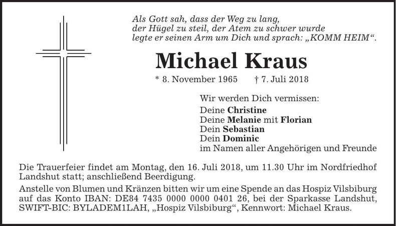 Traueranzeige Michael Kraus