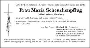 Traueranzeige Maria Scheuchenpflug