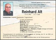 Traueranzeige Reinhard Alt