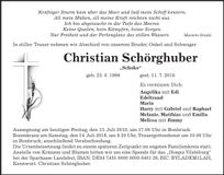 Traueranzeige Christian Schörghuber