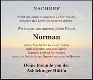 Traueranzeige Schwarzkopf Norman