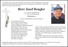 Traueranzeige Josef Dengler
