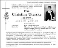 Traueranzeige Christine Utersky