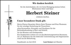 Traueranzeige Herbert Steiner