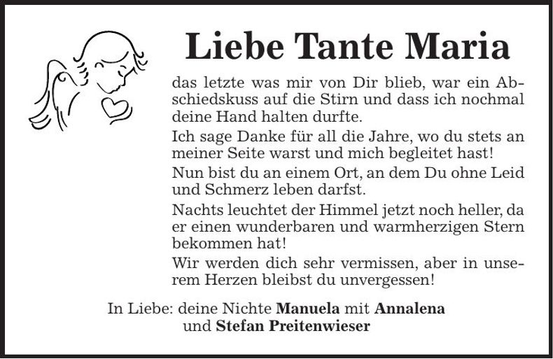 Traueranzeige Maria 