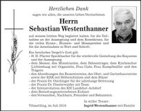 Traueranzeige Sebastian Westenthanner