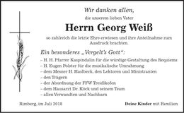 Traueranzeige Georg Weiß