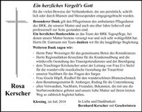 Traueranzeige Rosa Kerscher