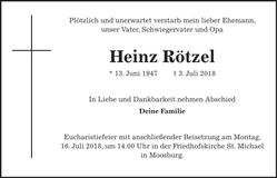 Traueranzeige Heinz Rötzel