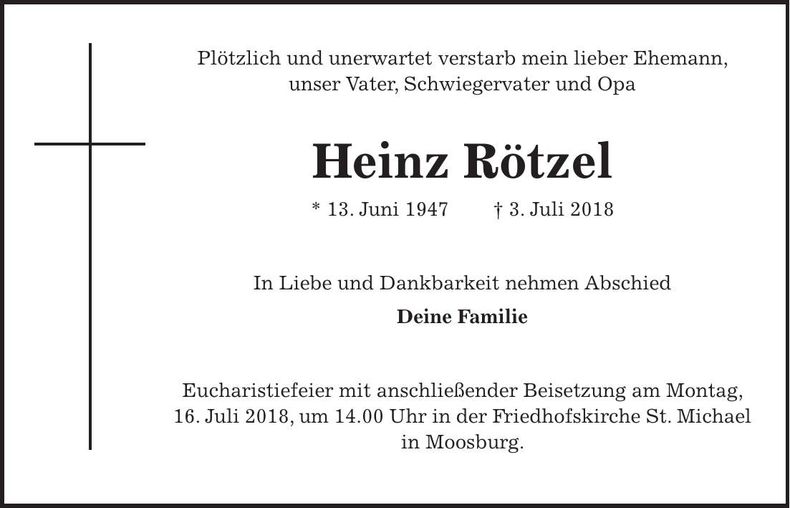 Traueranzeige Heinz Rötzel