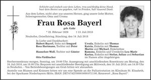 Traueranzeige Rosa Bayerl