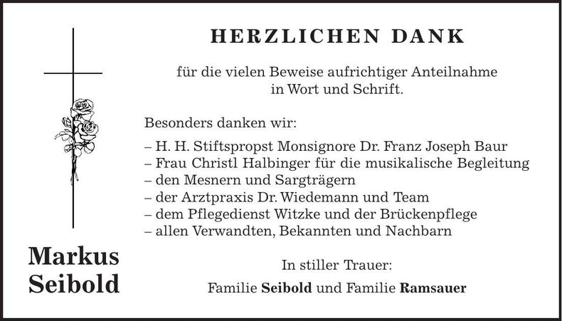 Traueranzeige Markus Seibold