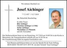 Traueranzeige Josef Aichinger