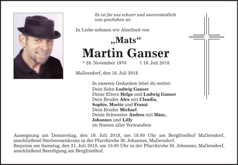 Traueranzeige Martin Ganser