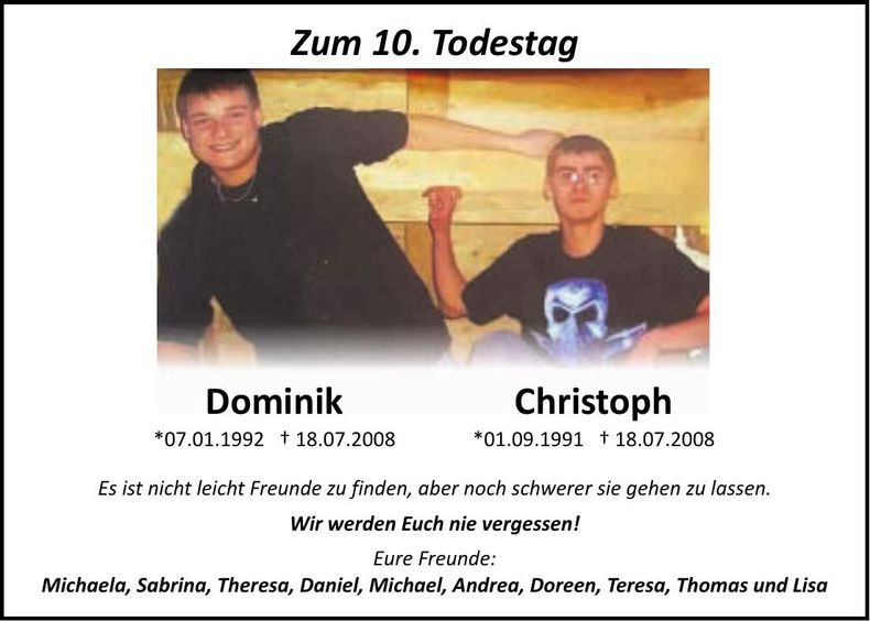Traueranzeige Dominik, Christoph Dominik, Christoph