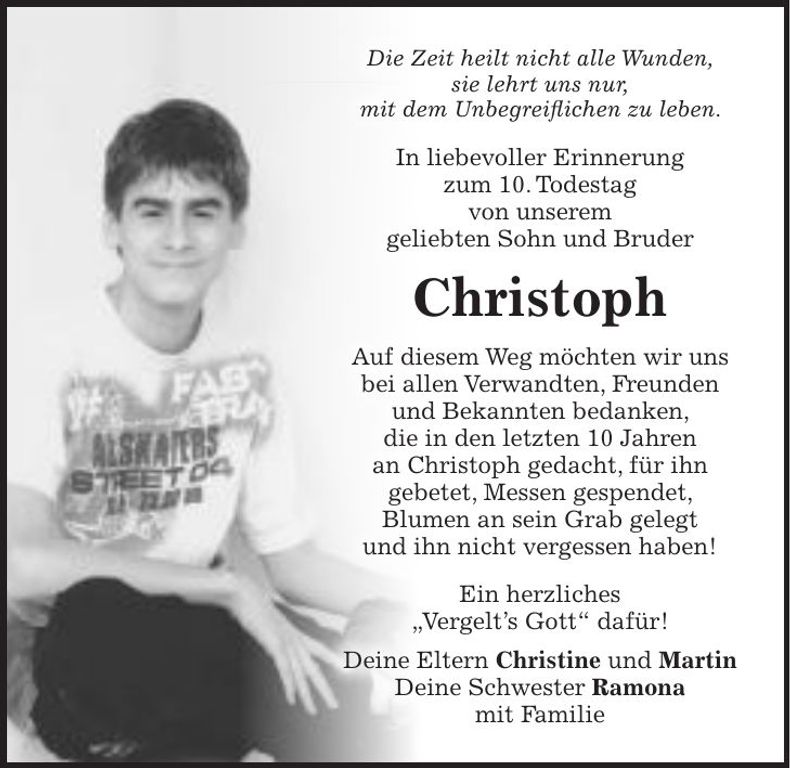 Traueranzeige Christoph Pinkl