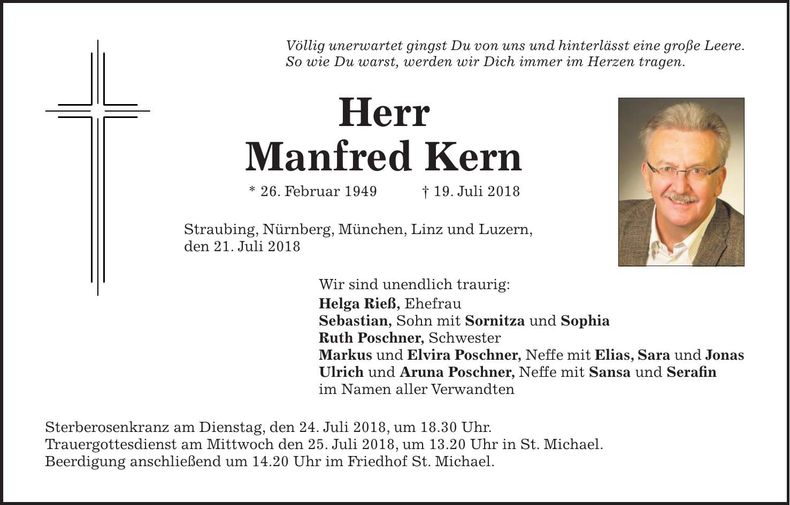 Traueranzeige Manfred Kern