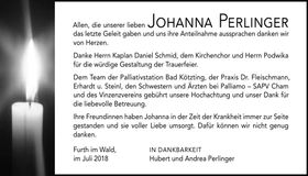 Traueranzeige Johanna Perlinger