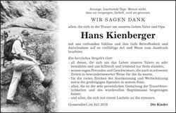 Traueranzeige Hans Kienberger