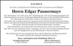 Traueranzeige Edgar Pannermayr