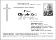 Traueranzeige Elfriede Keil