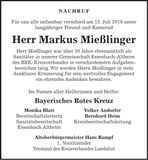Traueranzeige Markus Mießlinger