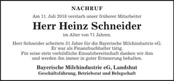 Traueranzeige Heinz Schneider