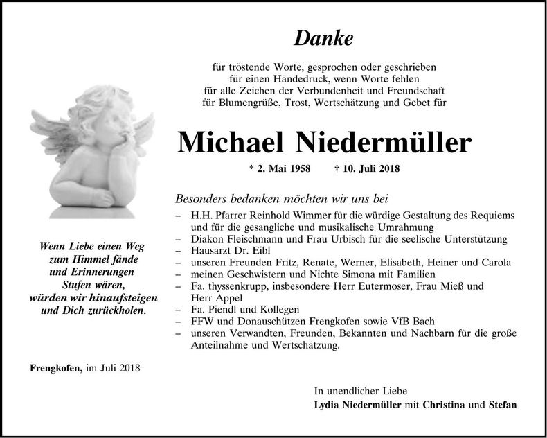 Traueranzeige Michael Niedermüller