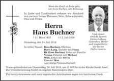 Traueranzeige Hans Buchner