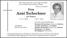Traueranzeige Anni Tschochner