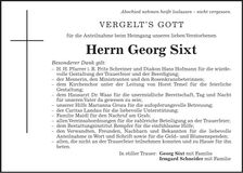 Traueranzeige Georg Sixt