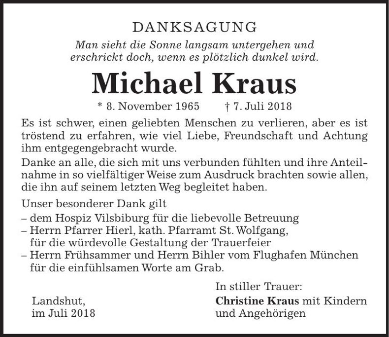 Traueranzeige Michael Kraus