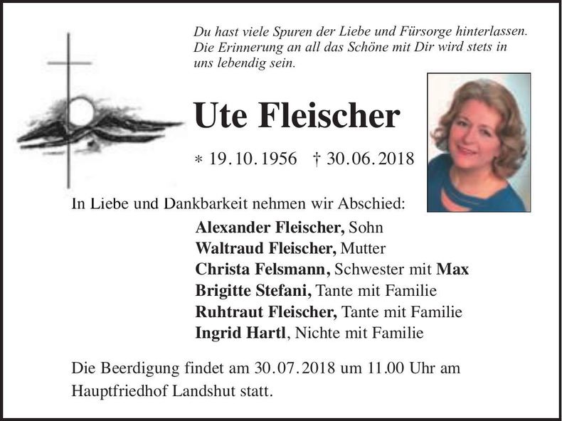 Traueranzeige Ute Fleischer