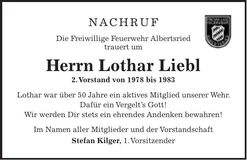 Traueranzeige Lothar Liebl