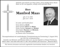 Traueranzeige Manfred Maas