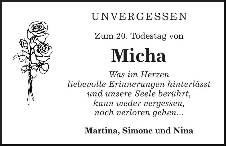 Traueranzeige Michaela Rojanschi