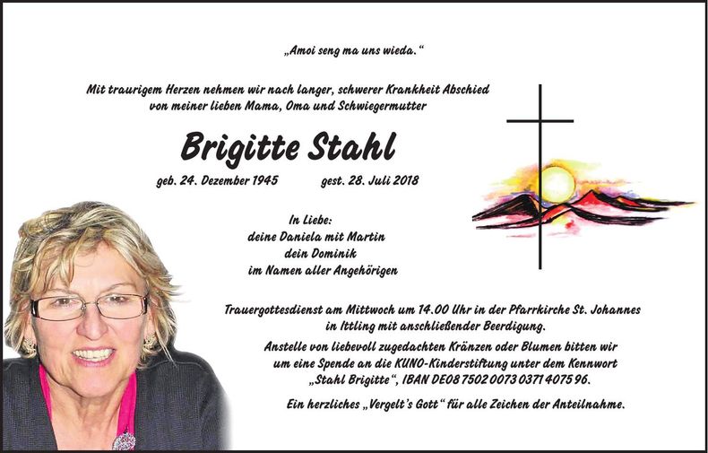 Traueranzeige Brigitte Stahl