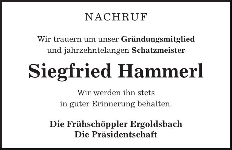Traueranzeige Siegfried Hammerl