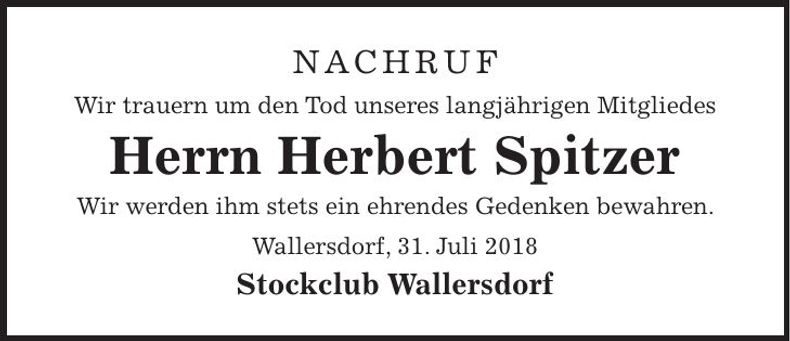 Traueranzeige Herbert Spitzer