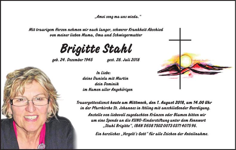 Traueranzeige Brigitte Stahl