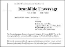 Traueranzeige Brunhilde Unverzagt