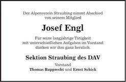 Traueranzeige Josef Engl