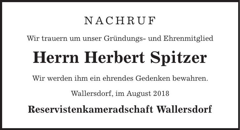 Traueranzeige Herbert Spitzer
