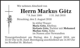 Traueranzeige Markus Götz