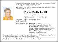Traueranzeige Ruth Faltl