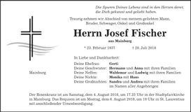 Traueranzeige Josef Fischer